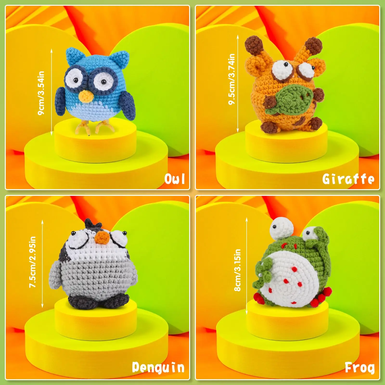 Fenrry Animals Crochet Kit Beginners Knitting Crochet Hook Extra Yarn Video Tutorials 4PCS crochet kit crochet hooks