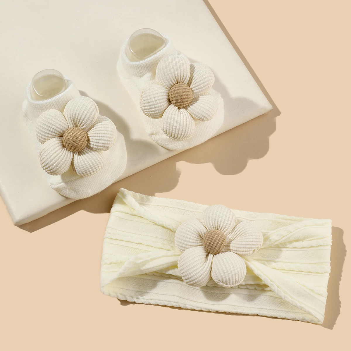 여아 머리띠 양말 세트,  소녀, 귀여운 꽃,  공주 양말, 가을  헤어 액세서리 선물, 2 개/세트