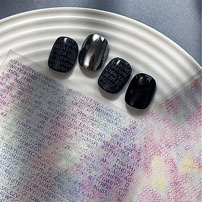 SimpleColorful 사이버 펑크 작은 알파벳 네일 아트 스티커 영어 문자 접착 데칼 DIY 번호 매니큐어 슬라이더 살롱 공급