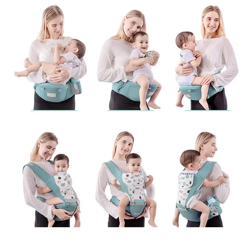 6-In-1 Baby Carrier With Waist Stool One Size Fits All - Adapt To Newborn Sling Wrap Kangaroo Bag Hip Seat For Breastfeeding