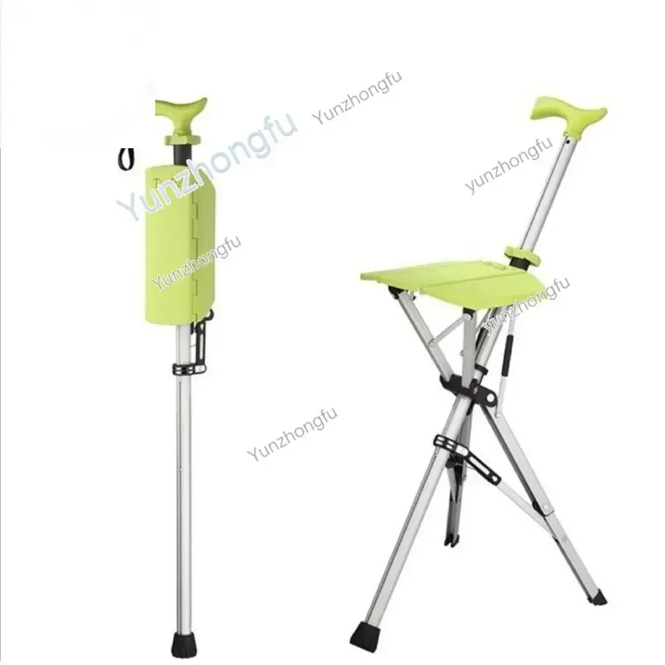 

Folding Crutch Chair Elderly Hand Stool Light and Portable Delta Chair Can Sit Non-Slip Walking Stick