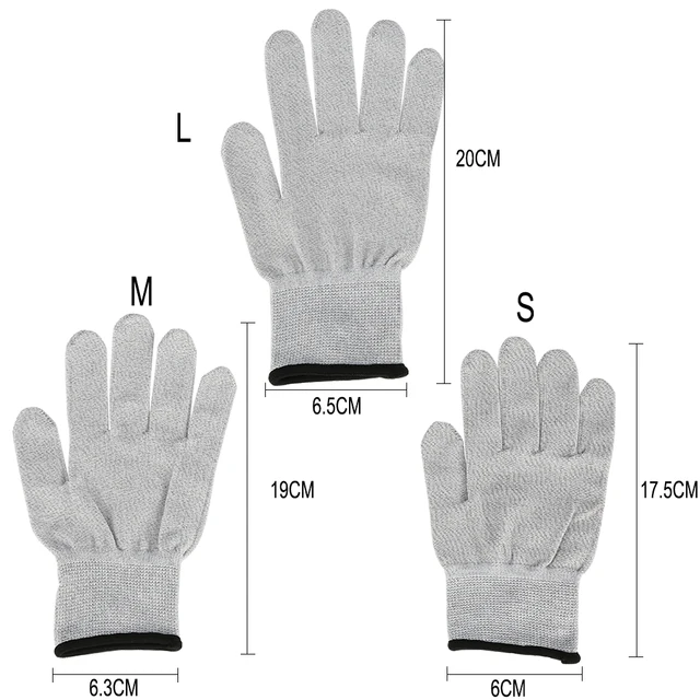 1pair Conductive Silver Fiber Electrode Gloves Pads Electrotherapy Massage herapy Gloves for Phycical 3 Size Massage Gloves 4