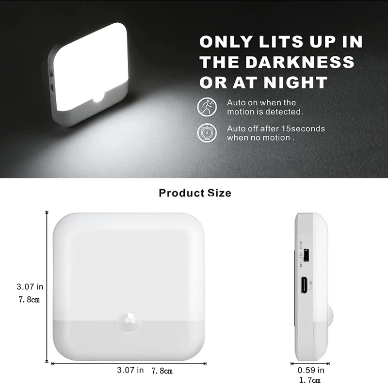 Motion Sensor Light Motion Sensor Cabinet Lights LED Closet Light Rechargeable Magnetic Under Counter Lights for Kitchen Stairs