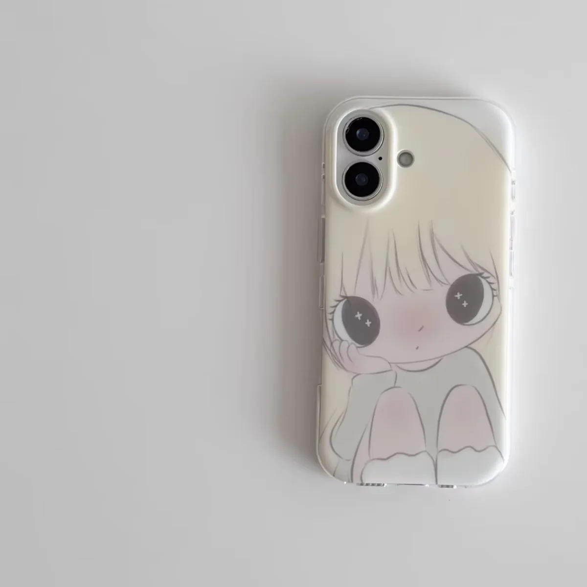 Anime-Inspired Kawaii Yellow Hair Girl Silicone Phone Case - Cute Protective Cover