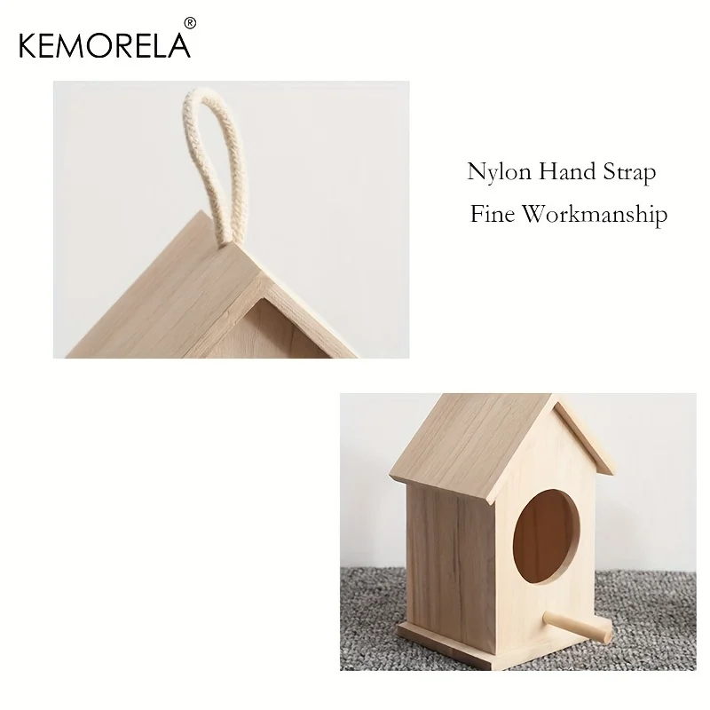 KEMORELA Pet Bird House Wooden Bird House Warm Breeding Box Natural Wooden Cage Birdhouse Box Resting Place