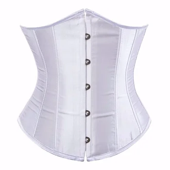 Women Gothic Sexy Satin Underbust Corset Bustier Waist Cincher Slimming Body Shaper Corselete Lingerie Plus Size Party Clubwear 5