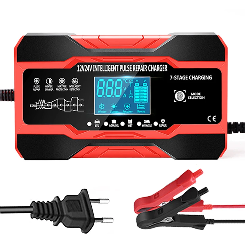 12V24V7stagesmartCarBatteryChargerFullAutomatic10ADigital