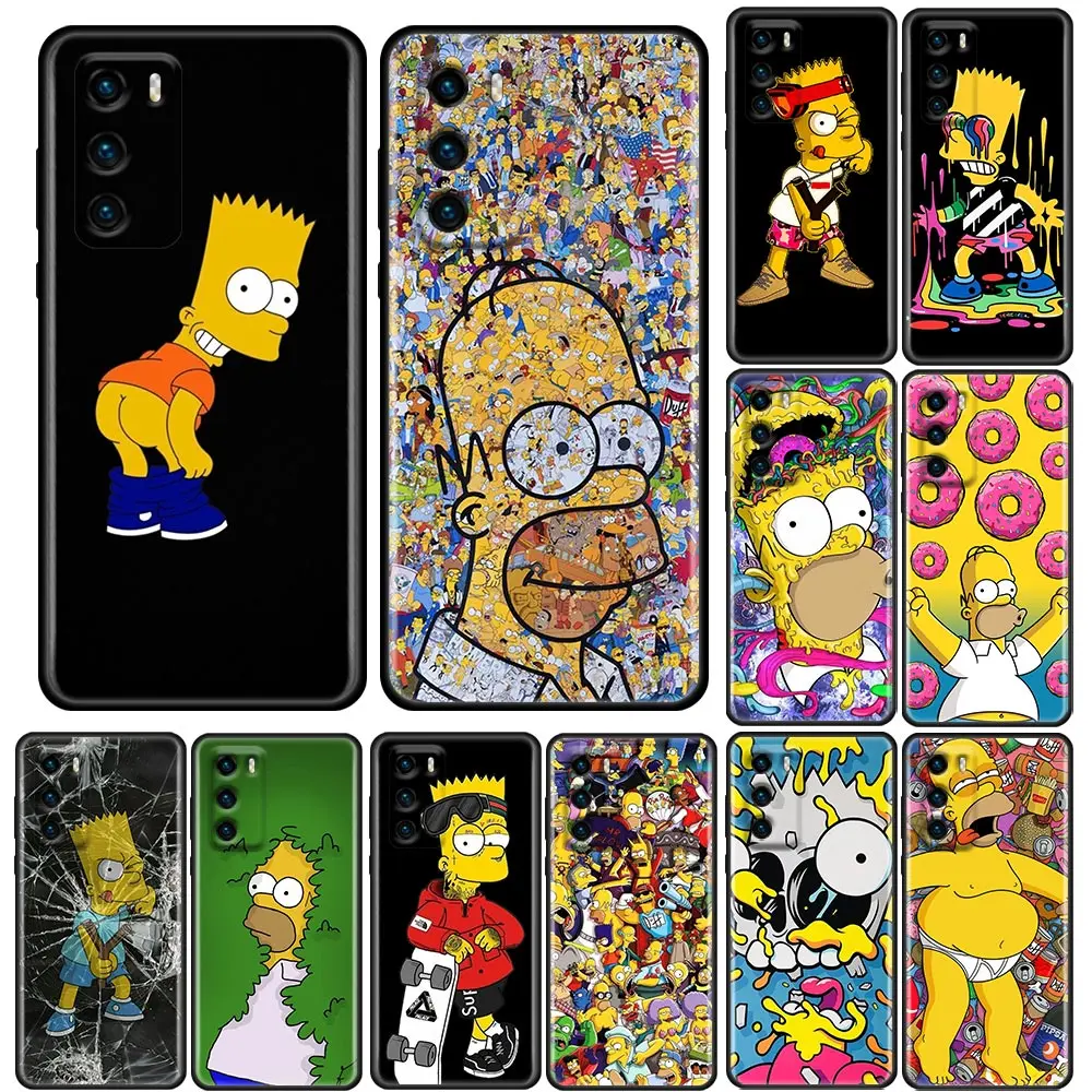 Custodia Per Telefono Per Huawei P10 P20 P30 P40 P50 P50E P Smart 2021 Pro Lite 5G Più Custodia In Silicone Divertente Homer Simpson Famiglia