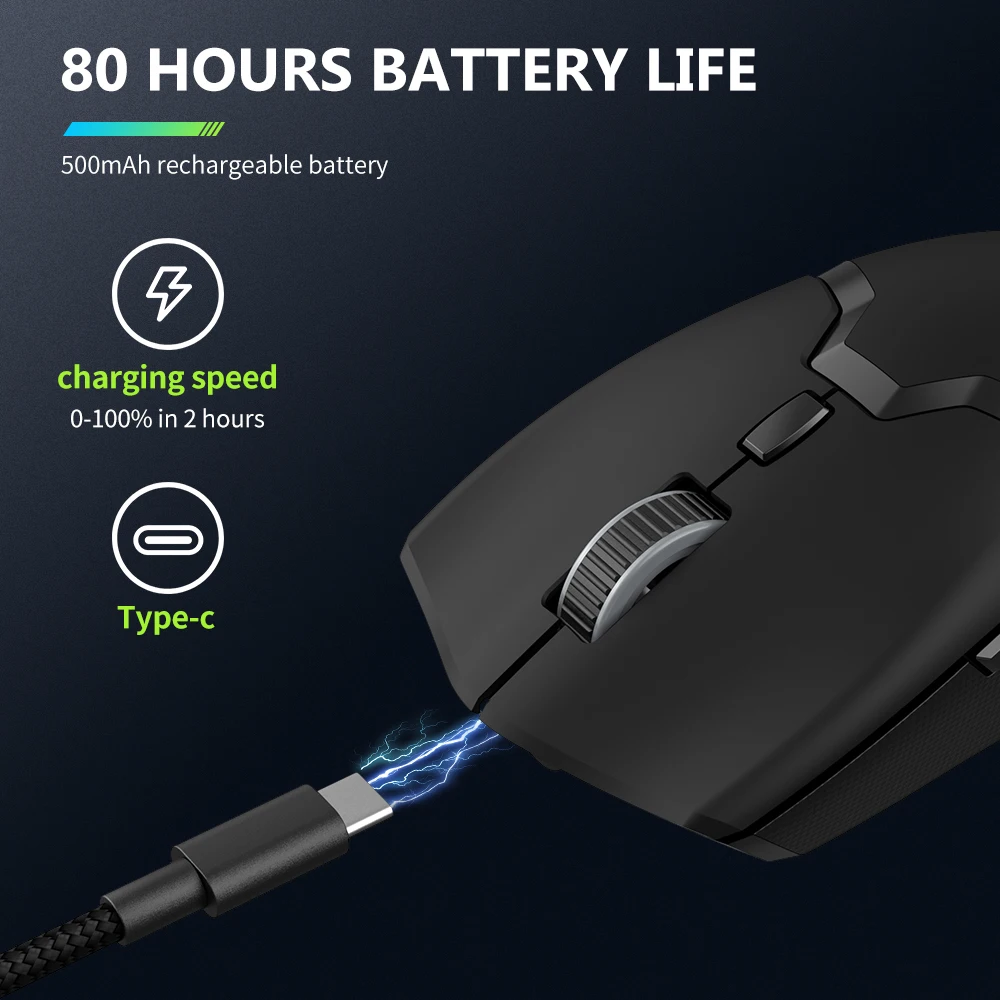Delux M800 Pro Paw3395 Mouse Gamer sem Fio Conexão Bluetooth Tri-mode 26000dpi Huano Rosa Ponto Macro Programável para Jogadores de pc - Imagem 3