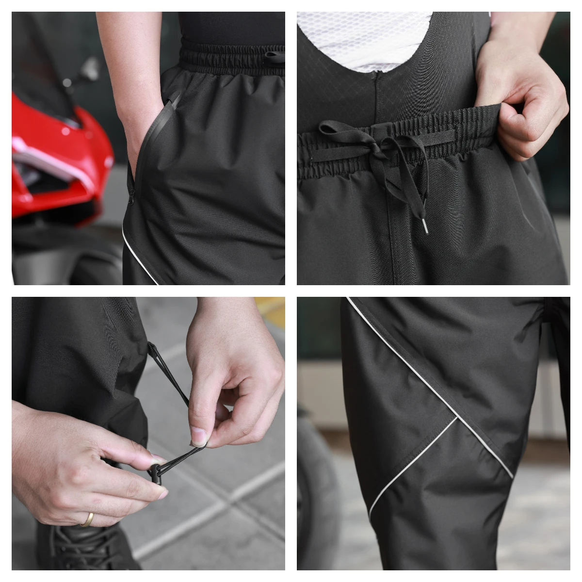 WOSAWE Cycling Rain Pants Waterproof Cycling Pant Windproof