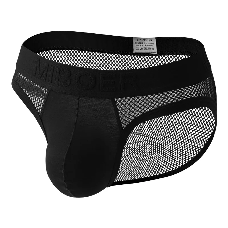 Sexy Men's See Through Underwear U-Convex Pouch Briefs Lingerie Man Low Waist Comfortable Mesh Breathable Panties
