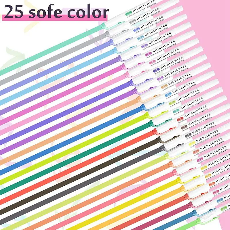 Highlighter Marker Highlighter Pen Art Marker Marker Pen 25 Colors Double Head Japanese Sofe Color Fluorescent
