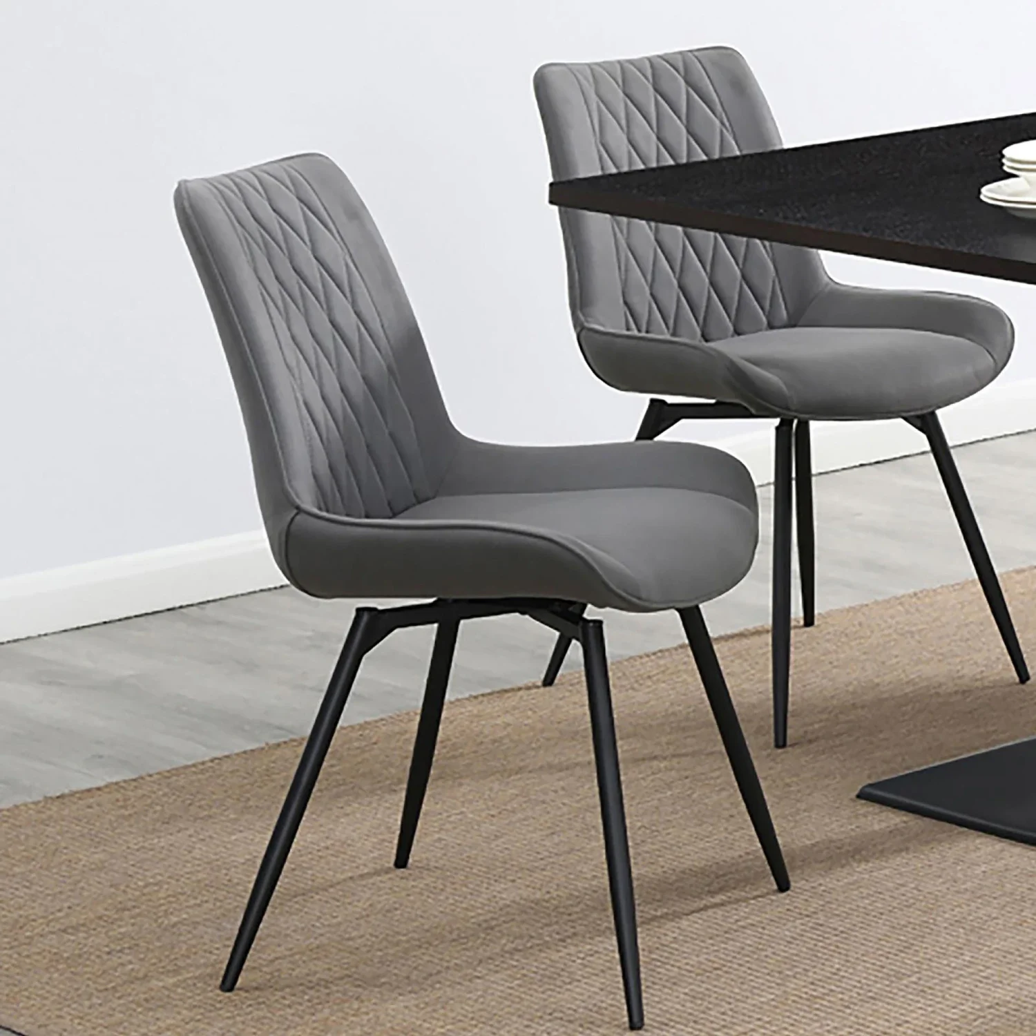 

Set of 2 Elegant Grey Tufted Swivel Dining Chairs for Comfortable and Stylish Dining Experience makeup
