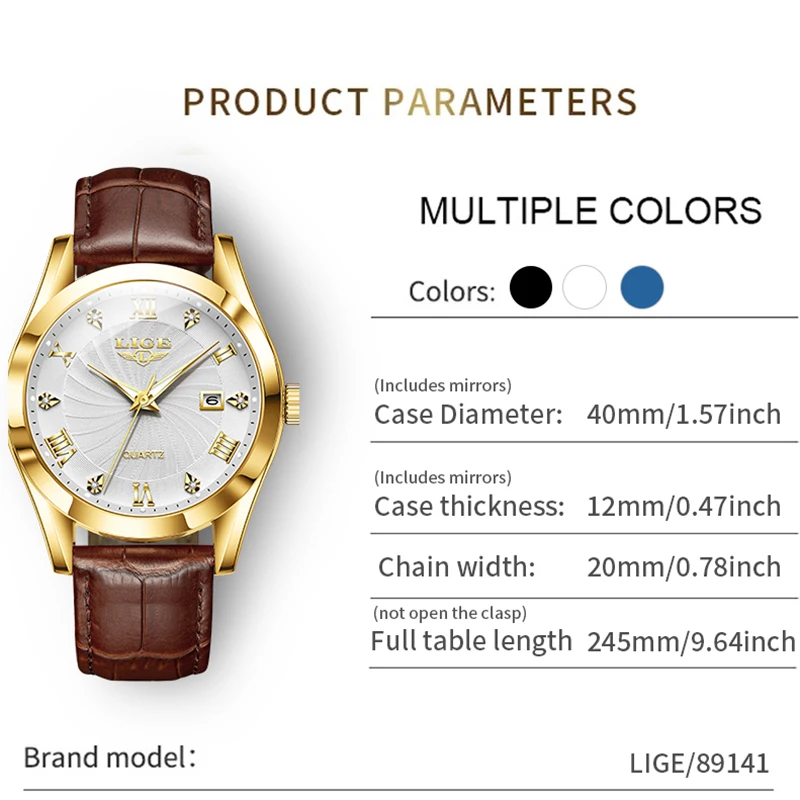 LIGE Women's Wristwatch Fashion Casual Leather Sport Waterproof Woman Watch Luxury Women Bracelet Classic Female Clock women watches