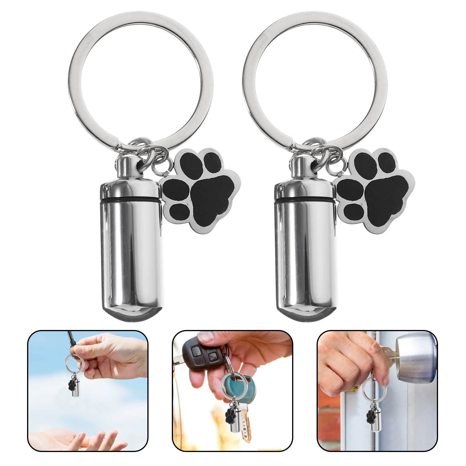 2 Pcs Bone Ash Necklace Pet Urns For Hair Locket Stainless Steel Pet Urn Hanging Ash Jar Memorials