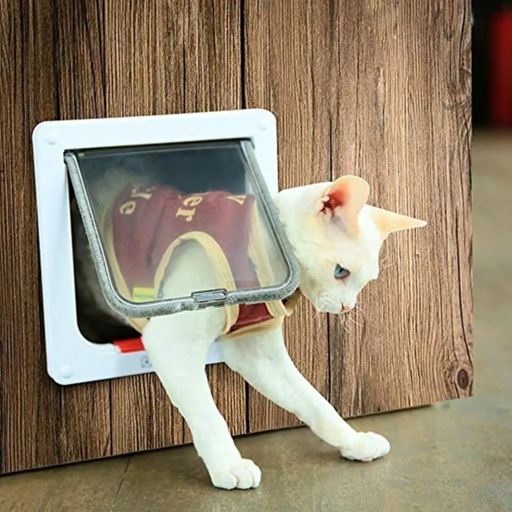 

Weatherproof Simple Design 4 Ways In and Out ABS Material 4 Sizes With Security Lock Pet Supplies Flap Door Cat Door Dog Gates