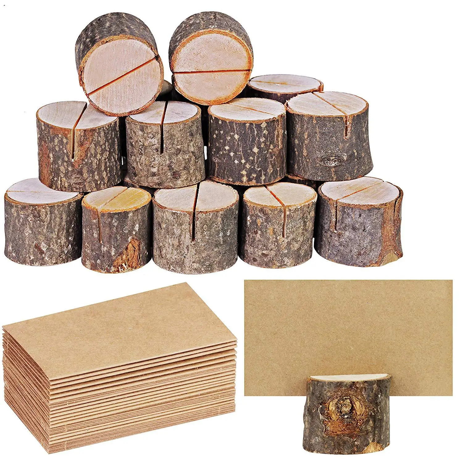 10 tree stump card holders 10 cards Wedding party decoration message cards place card holders