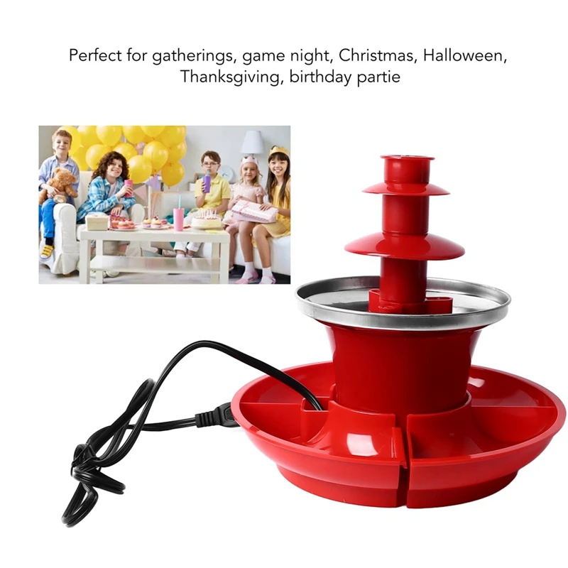 Three Layer Chocolate Fountain Machine Detachable Mini Nostalgia Melting Chocolate Fondue Melt Fondue EU PLUG