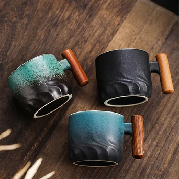 Vintage Wooden Handle Mug 1
