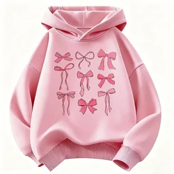 Pink Bow Design Hoodie for Kids - Cute Casual Sweatshirt for Autumn and Spring (PINK)