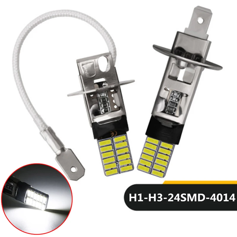 Sis Farları için 2 ADET H3 H1 LED Ampuller 24 SMD Beyaz 12 V LED Sis Farı Koşu Lambası