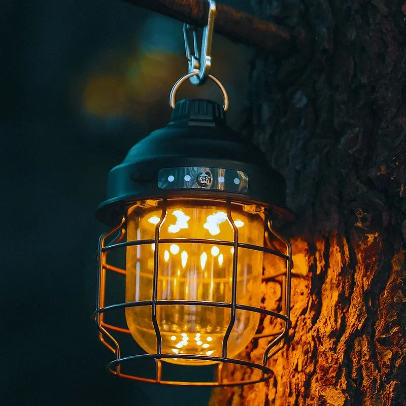 

Mini Vintage Metal Hanging Lanterns 3600mAh Battery Warm Light Led Camp Lantern Rechargeable Lightweight Tent Light For Outdoor