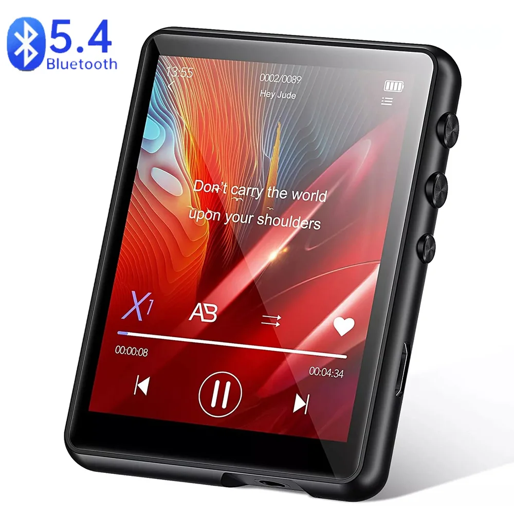Touch Screen Bluetooth 5.4 MP3 Player With Camera 2.4 Inch Built-in Speaker Hi-Fi Lossless Music Player Video FM Radio Recording