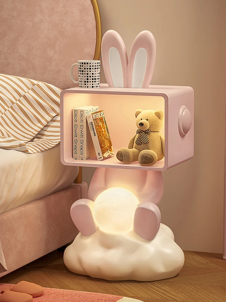 Boys bedside table integrated table lamp cartoon space boy children's room bedroom floor cabinet astronaut bedside
