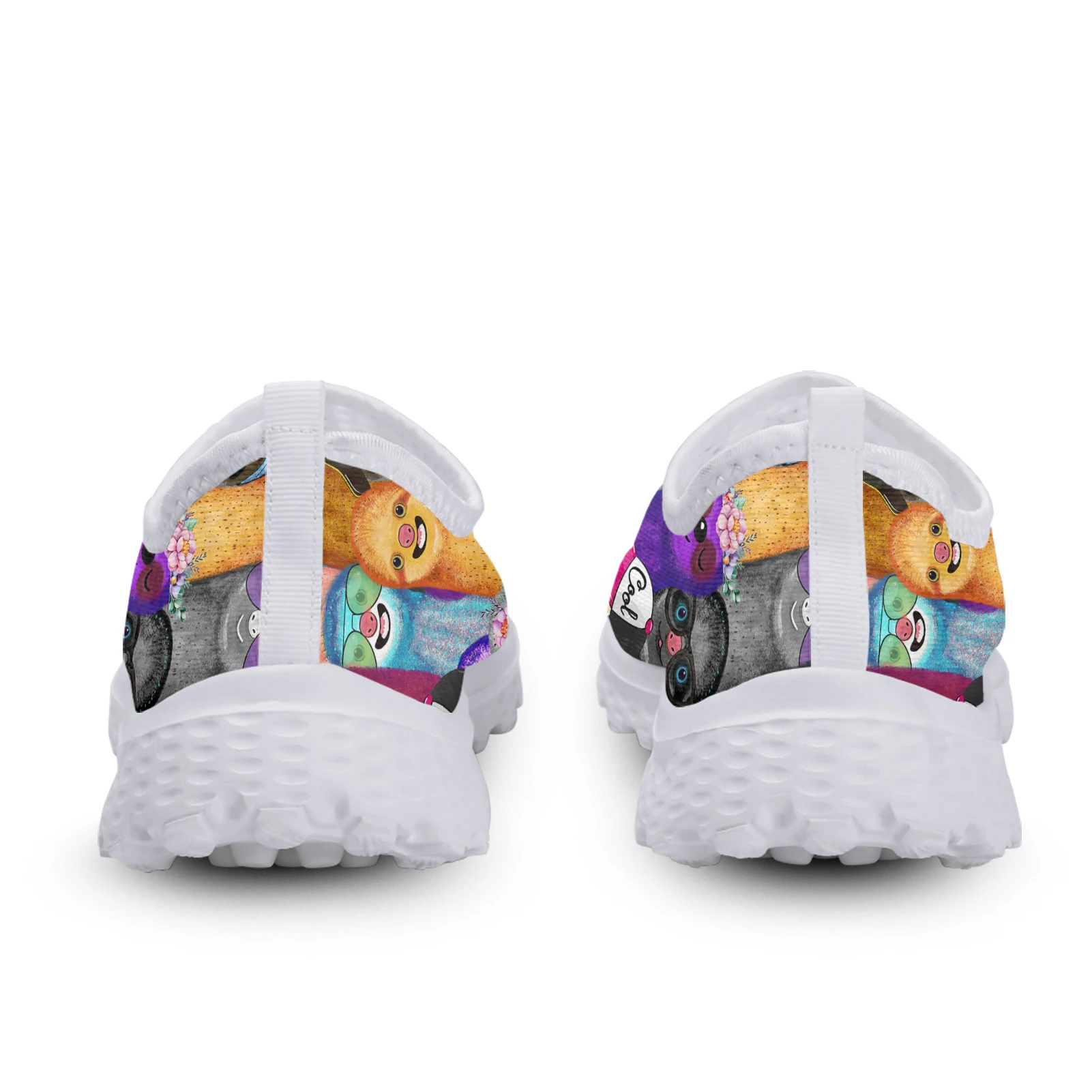 INSTANTARTS Fashion Rainbow Cartoon Funny Animal Prints Slip On Shoes Summer Outdoor Breathable Casual Sneakers Mesh Sneakers