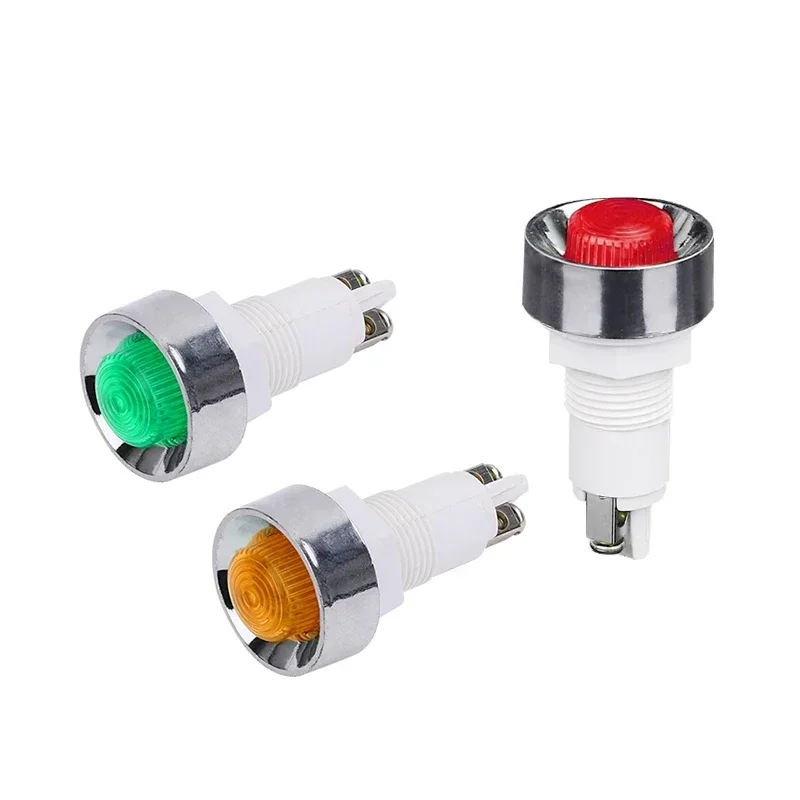 PL 표시 등 소형 신호등 개방 12mm 6V 12V 24V 36V 110V 220V 380V 빨간색/녹색/노란색 난연성 재질
