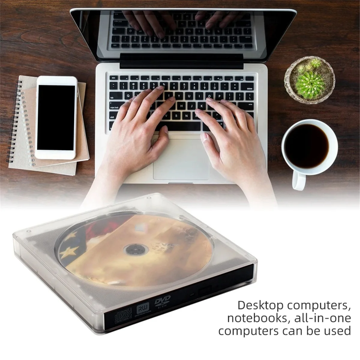 ABME 휴대용 CD/DVD 버너 USB 3.0 유형 C 초박형 DVD 드라이브 Rom 야외 DVD 드라이버 소음 차단 광학 리더