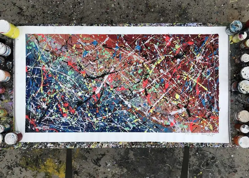 

unique.Jackson Pollock Style Painting.large wall Original Abstract wall art Modern abstract contemporary wall art Oil Painting