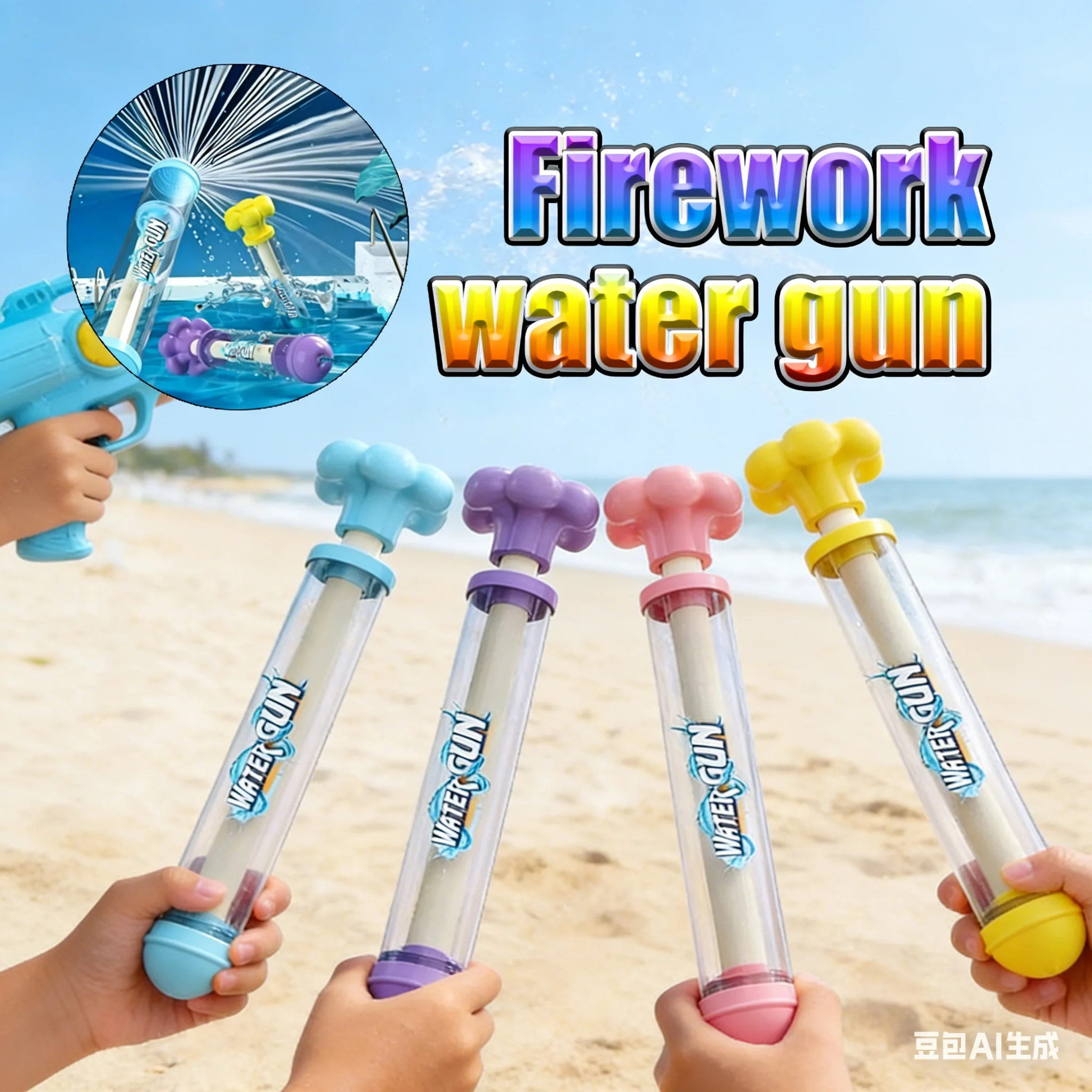 Feuerwerkskörperpistole zum Drücken – Wasserspiele für den Sommer, Poolspiele, interaktive Wasserspiele_voghion.com