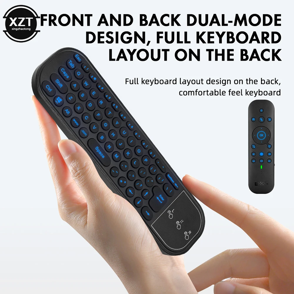 G60S Pro Air Mouse Wireless Voice Remote Control BT5.0 2.4G Bluetooth Dual Mode IR Learning with Backlit for Computer TV BOX PC