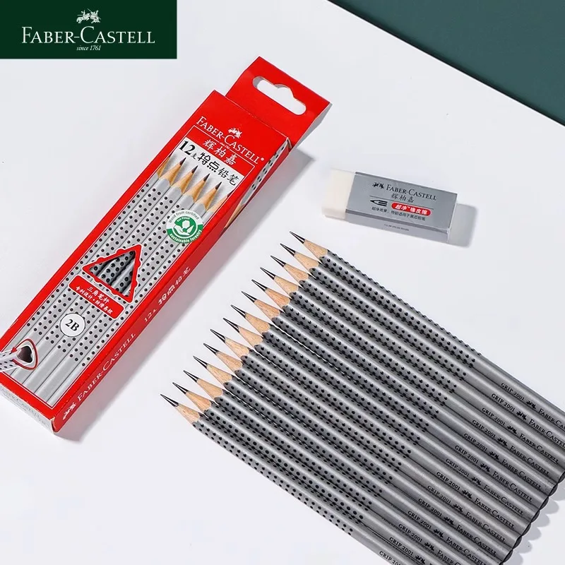6/12pc Faber-Castell Grip Graphite EcoPencils for General Purpose Use,Grip Dots and Triangular Shape BREAK RESISTANT LEADS 3