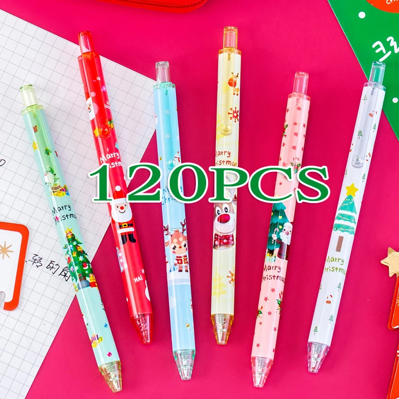 

120PCS Christmas Press Gel Pen 0.5mm Cartoon School Student Gift Stationery Office Writing Pen Xmas Supplies