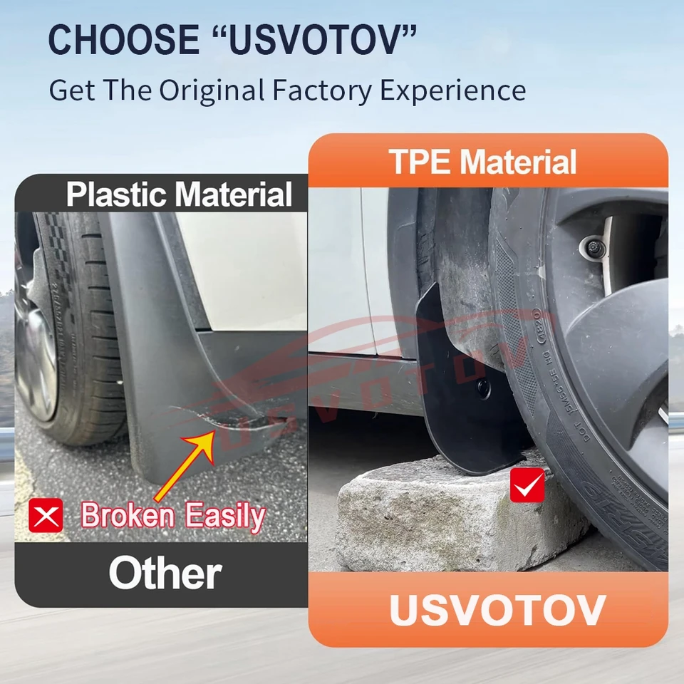 BestEvMod Mud Flaps For 2026 Tesla Model Y Juniper - No Drill Splash Guards, Full Coverage Set Of 4