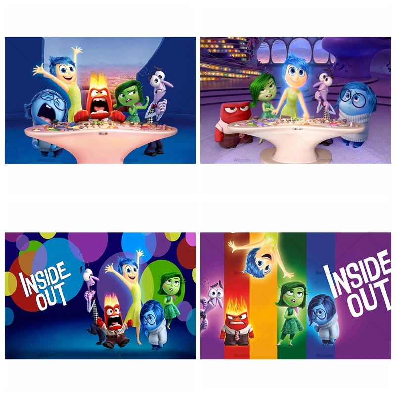 Inside Out Joy-Anger Sad Ghiacciolo E Fear Boy Girl Birthday Party Photography Background Baby Shower Decoration Fondale Banner