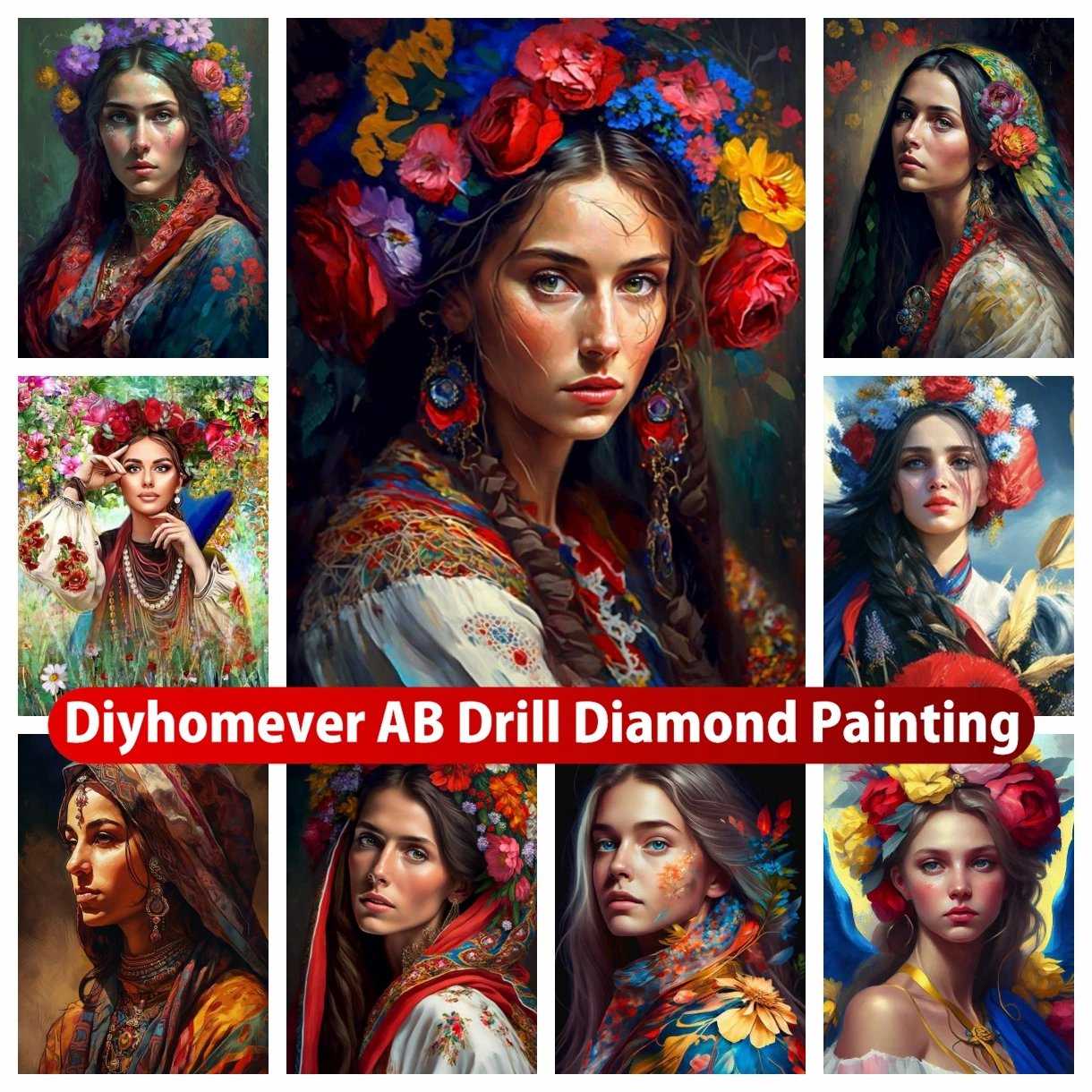 

Beauty Woman 5D DIY AB Diamond Painting Mosaic Fantasy Portrait Art Cross Stitch Rhinestones Embroidery Home Decor Gift