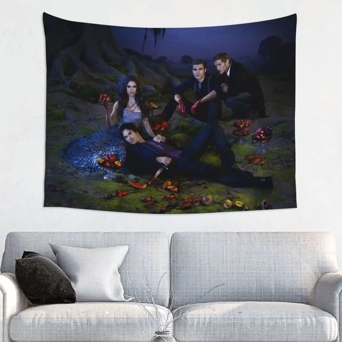 The Vampire Diaries Tapestry Wall Hanging Fabric Tapestry Ryan Salvator Horror Ins Coperta Da Parete Room Decor Yoga Mat