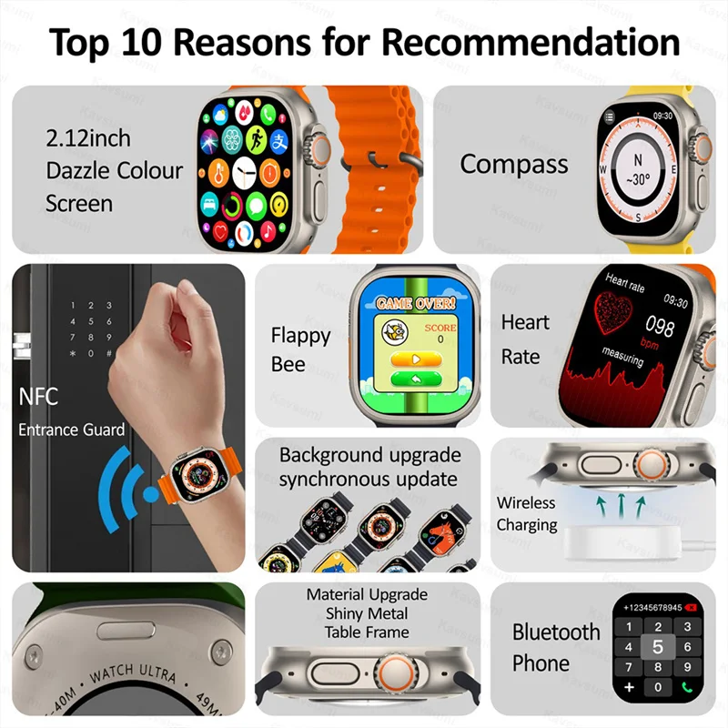 HK8  ƽ Ʈ Ʈ ġ  ø 8, 49mm, 2.12 ġ,    AMOLED ũ, NFC ħ IWO Ʈġ 2023, ǰ