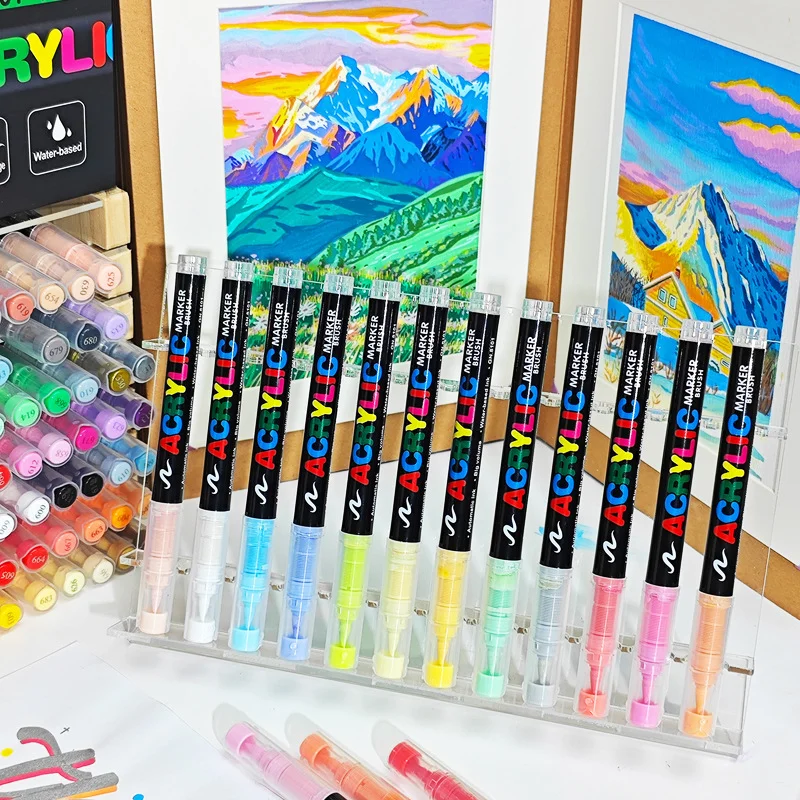 12/30/60/120 Colors Acrylic Marker Pens Waterproof Soft-brush Nib Students Use Glass Stone Metal Wood Plastic & Paper marker pens,color marker pens,acrylic paint markers,art marker pens,art markers,paint marker pens