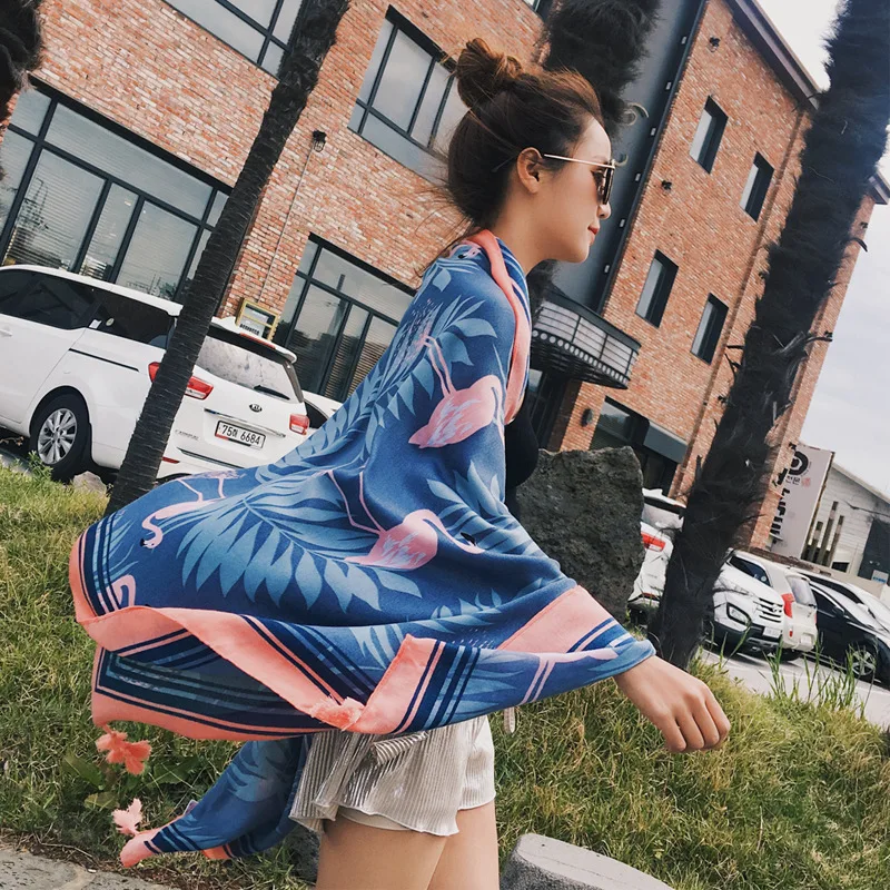 

Long Scarf Women Summer Fashion Cotton Neckerchief Female High Quality Hijab 2023 Print Wrap New Beach Shawl Design Bandana