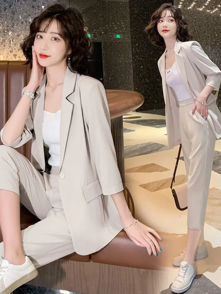 

Casual Women Solid Work Matching Fashion Blazer or pants or 2pcs Elegant Long Sleeve Tops long pants Chic clothes new