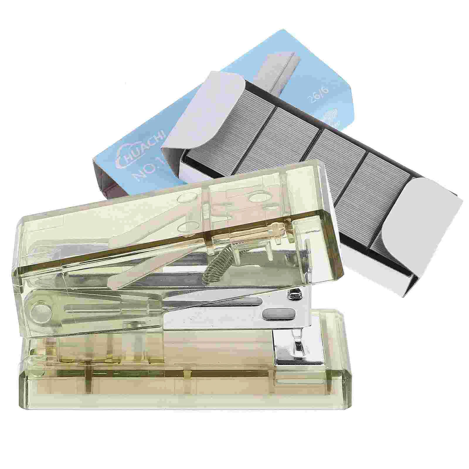 

Mini Stapler Transparent Plastic Clear Handheld Aesthetic Stationery Office Staplers for Desk Small Portable Student Use