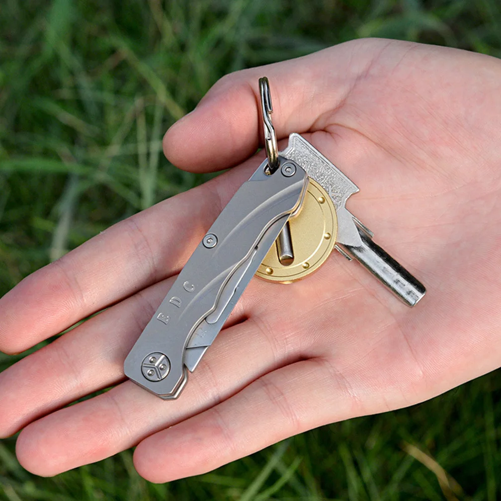 Mini Titanium Alloy Folding Scalpel Medical Folding Knife EDC Outdoor Unpacking Pocket Knife with 10pcs Replaceable Blades
