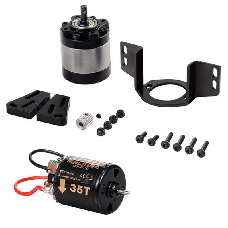 

External Carbon Brush 540 Brushed Motor 35T with 1:5 Reduction Gearbox for 1/14 Trailer 1/10 RC Car Crawler SCX10 TRX4