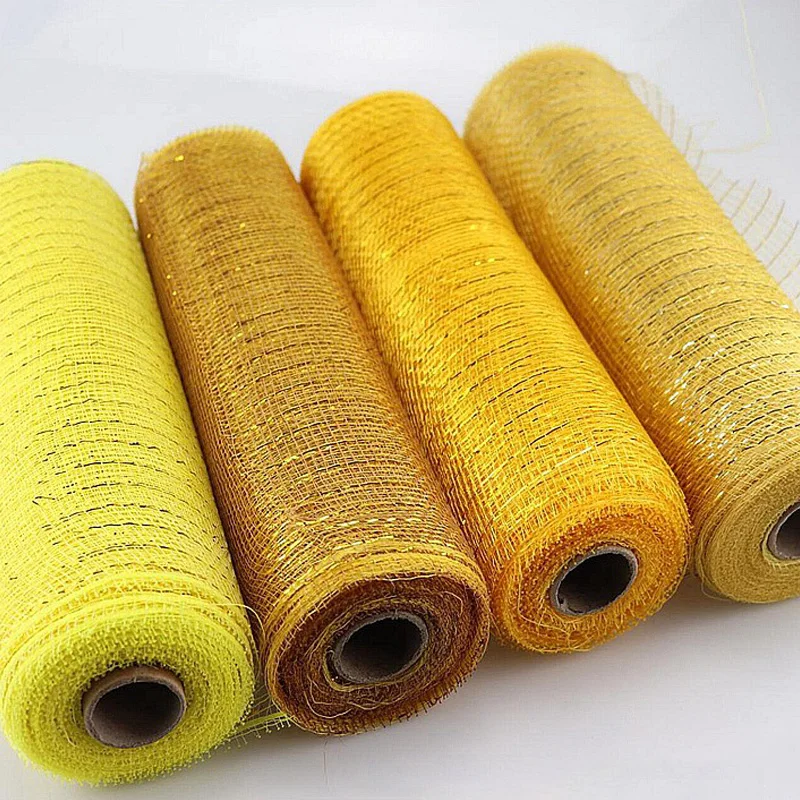 

10 Yards Gold Wire Mesh Fabric for DIY Ribbon Bows Flower Wreath Metallic Mesh Gift Wrapping Net Wedding Christmas Decoration