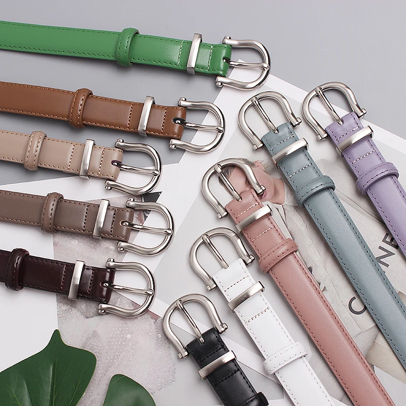 

Ремень женский из воловьей кожи, однотонный простой дизайнерский пояс для джинсов, 10 цветов, весна-лето