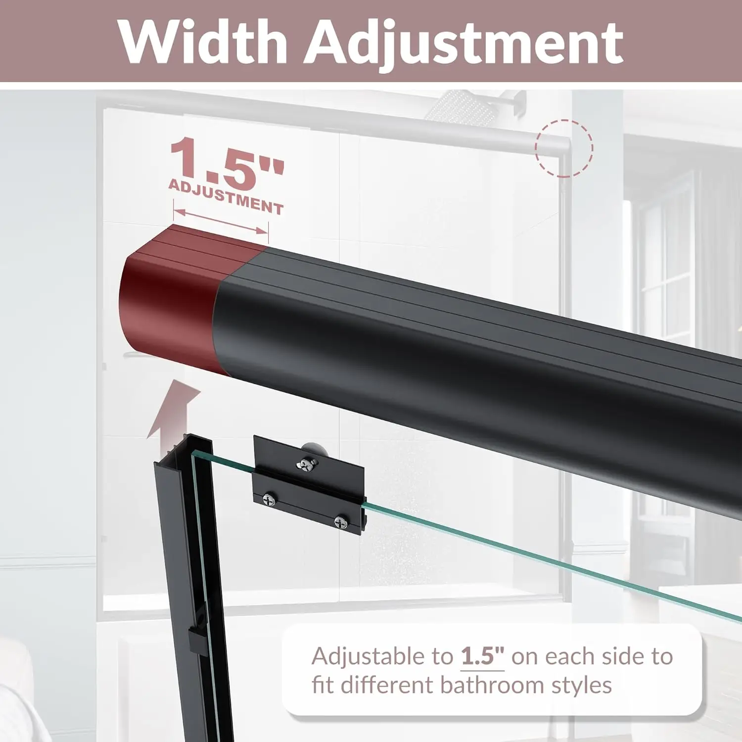 Double Sliding Bathtub Shower Door 60" W x 62" H, Adjustable Framed Bathtub Door with 1/4" Tempered Glass,Black Finish 3